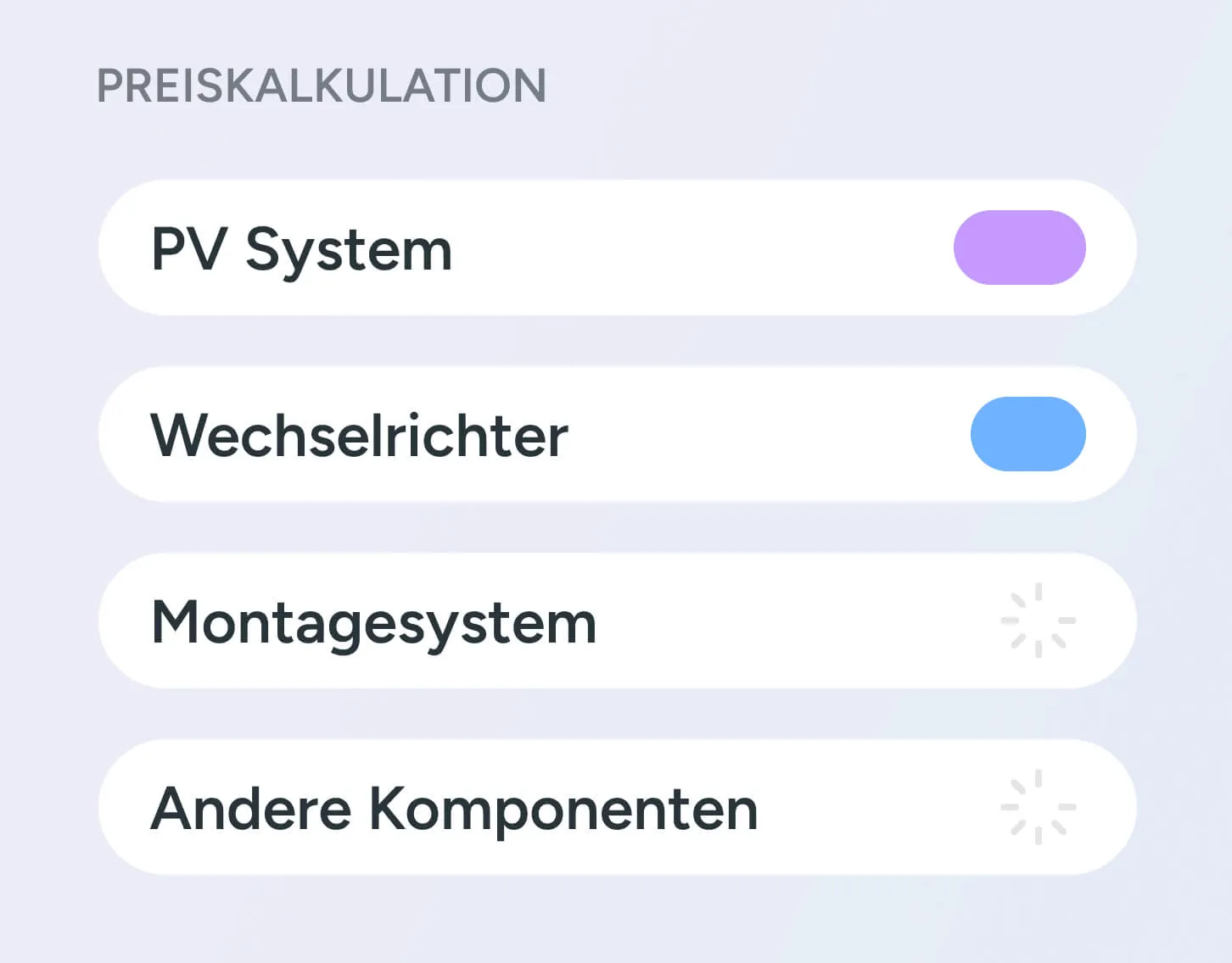 Eine Preiskalkulation für PV-System, Wechselrichter, Montagesystem und andere Komponenten