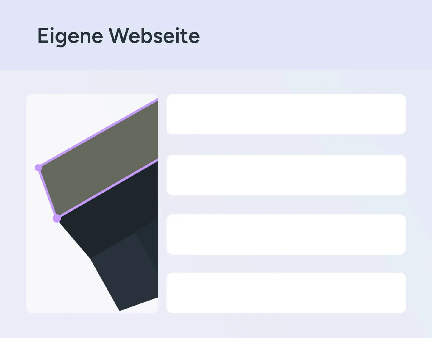 Eine eigene Webseite mit eingebettetem Solarrechner, links eine markierte Dachfläche