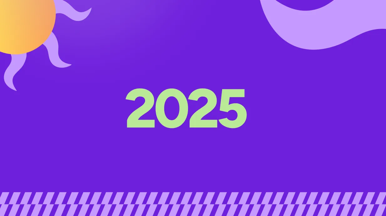 Illustrated Recap 2025 banner with a large "2025" on a purple background framed by a stylised sun and waves